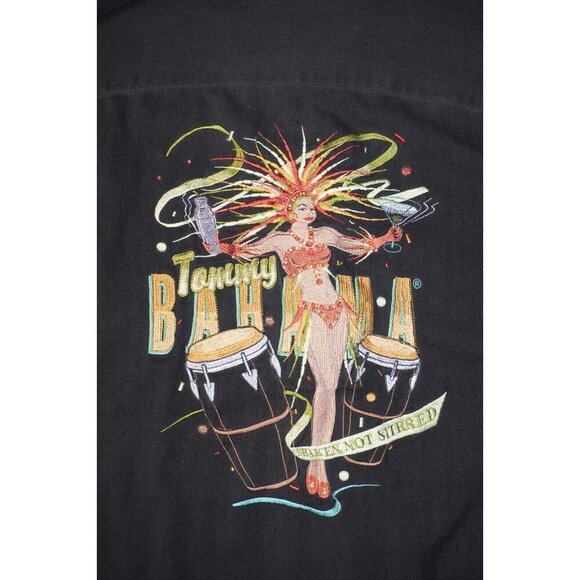 Tommy Bahama Men's M Black Shaken Not Stirred Embroidered Shirt Silk EUC - Picture 12 of 14